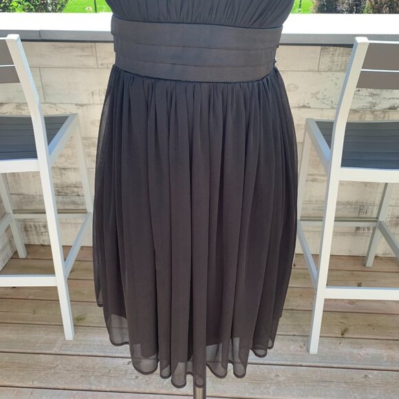 Sequin Hearts Sheer Chiffon Babydoll Short One Shoulder Sleeveless Dress - Picture 3 of 14